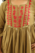 Green Olive Chilli Embroidery 30+ Women Everyday Office Kurta (Top + Bottom) | MAGI0057