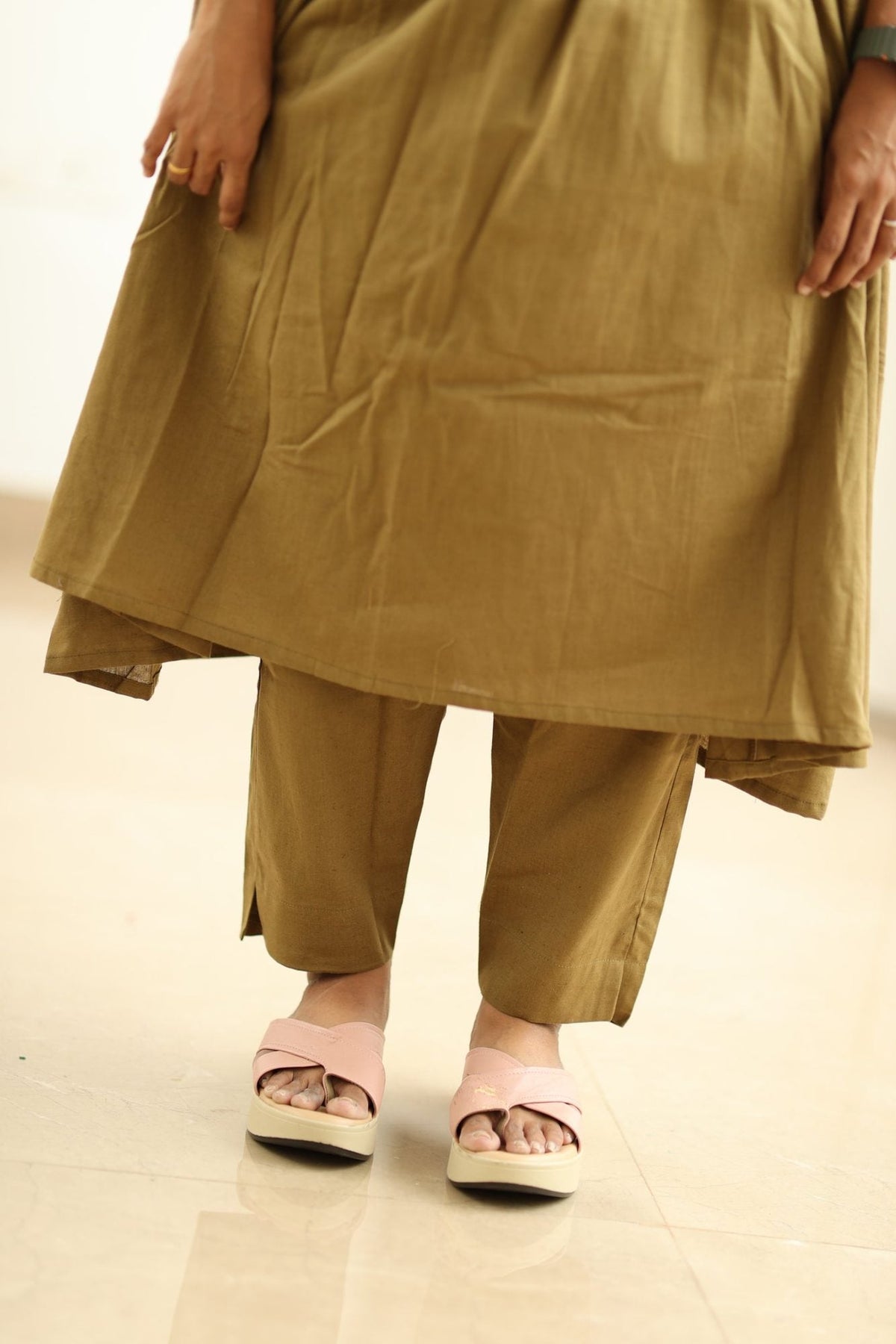 Green Olive Chilli Embroidery 30+ Women Everyday Office Kurta (Top + Bottom) | MAGI0057