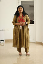 Green Olive Chilli Embroidery 30+ Women Everyday Office Kurta (Top + Bottom) | MAGI0057