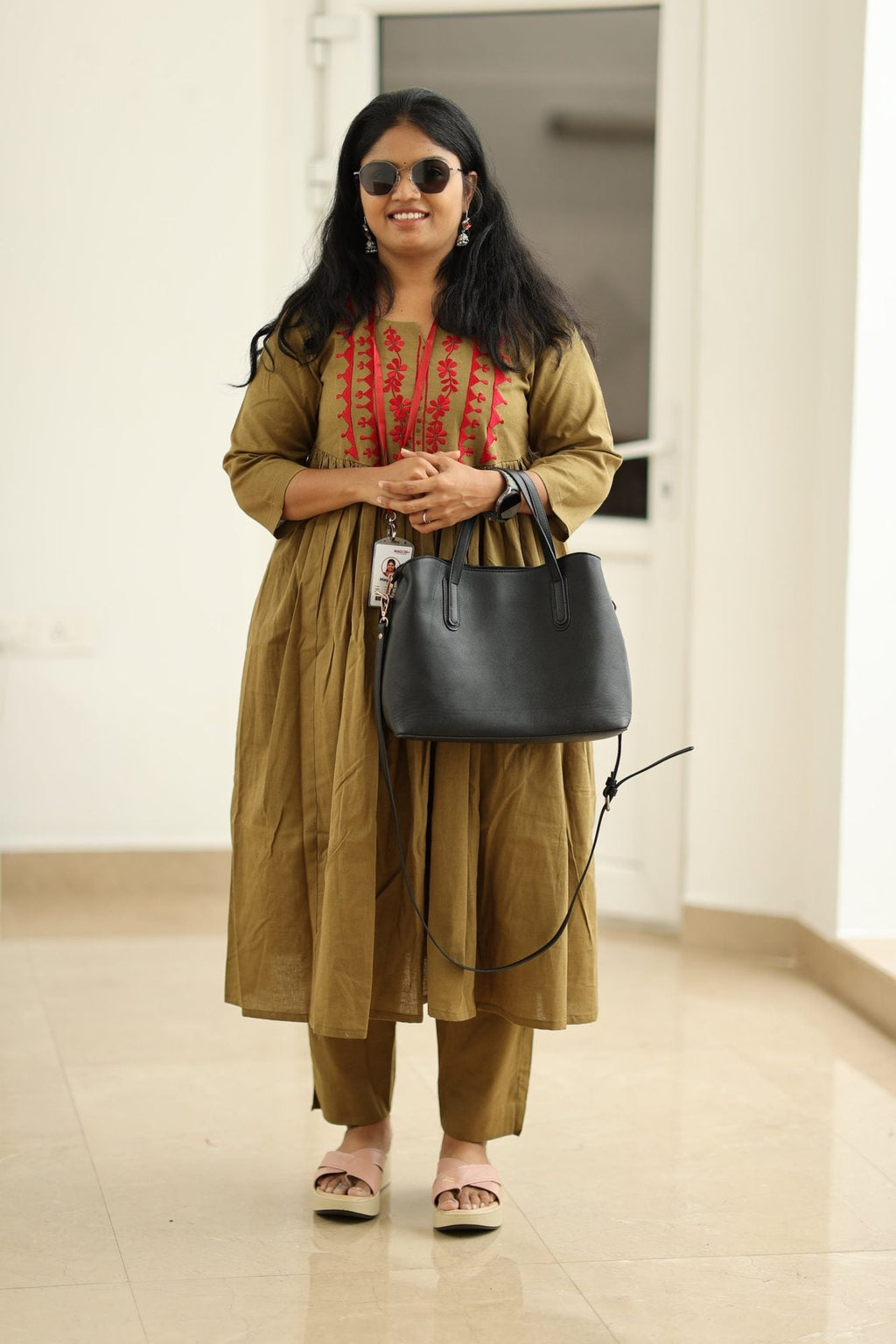 Green Olive Chilli Embroidery 30+ Women Everyday Office Kurta (Top + Bottom) | MAGI0057