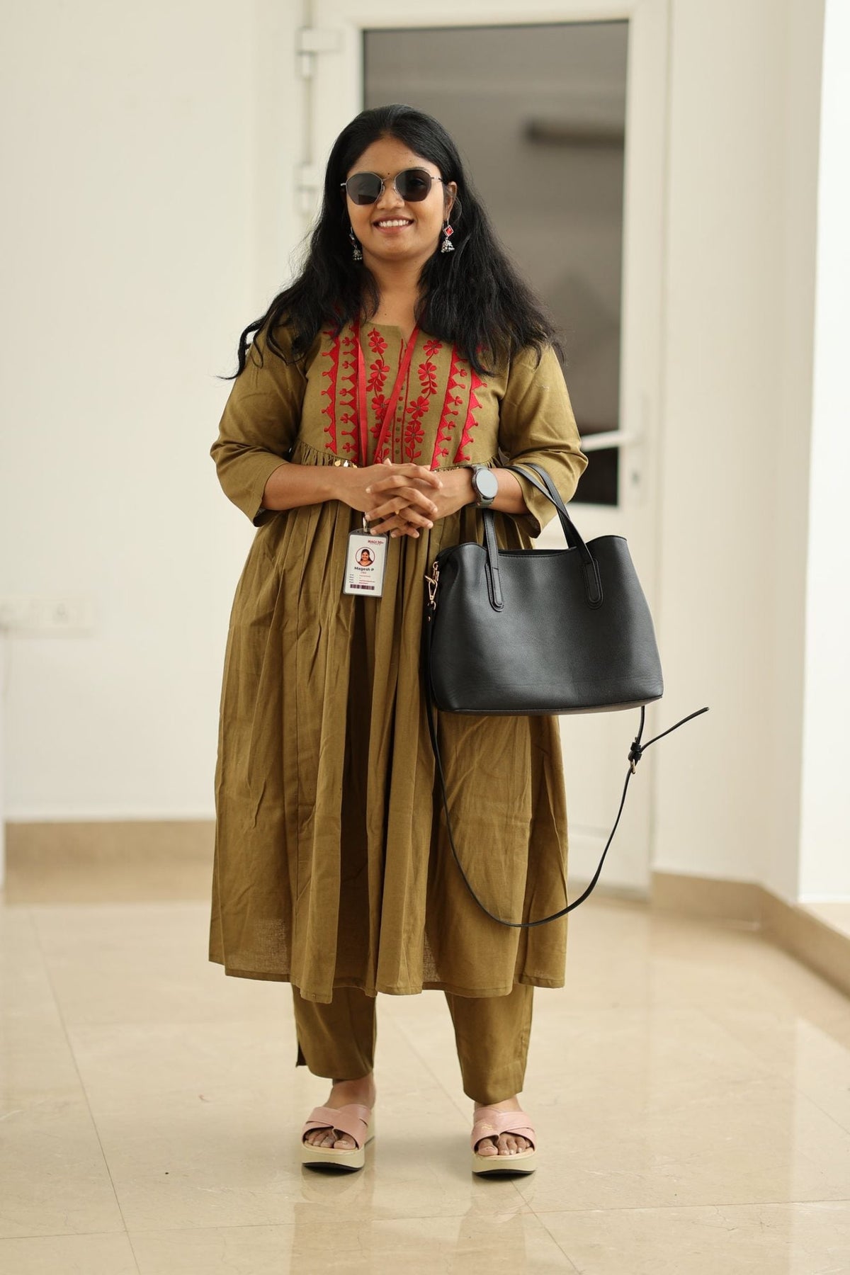 Green Olive Chilli Embroidery 30+ Women Everyday Office Kurta (Top + Bottom) | MAGI0057