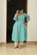 Mint Mojito Gold Sequin 30+ Women Everyday Office Kurta (Top + Bottom) | MAGI0058