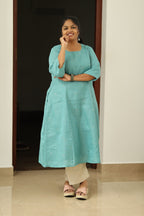 Mint Mojito Gold Sequin 30+ Women Everyday Office Kurta (Top + Bottom) | MAGI0058