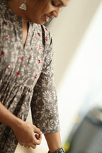 Earl Grey Cherry Mirror Work 30+ Women Everyday Office Kurta (Top + Bottom) | MAGI0060