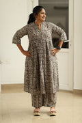 Earl Grey Cherry Mirror Work 30+ Women Everyday Office Kurta (Top + Bottom) | MAGI0060