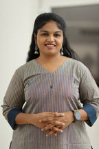 Tutti Frutti Navy Stripe 30+ Women Everyday Office Kurta (Top + Bottom) | MAGI0062