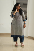 Tutti Frutti Navy Stripe 30+ Women Everyday Office Kurta (Top + Bottom) | MAGI0062