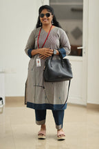 Tutti Frutti Navy Stripe 30+ Women Everyday Office Kurta (Top + Bottom) | MAGI0062