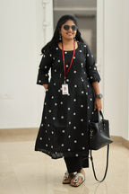 Oreo Cream Flower Embroidery 30+ Women Everyday Office Kurta (Top + Bottom) | MAGI0064