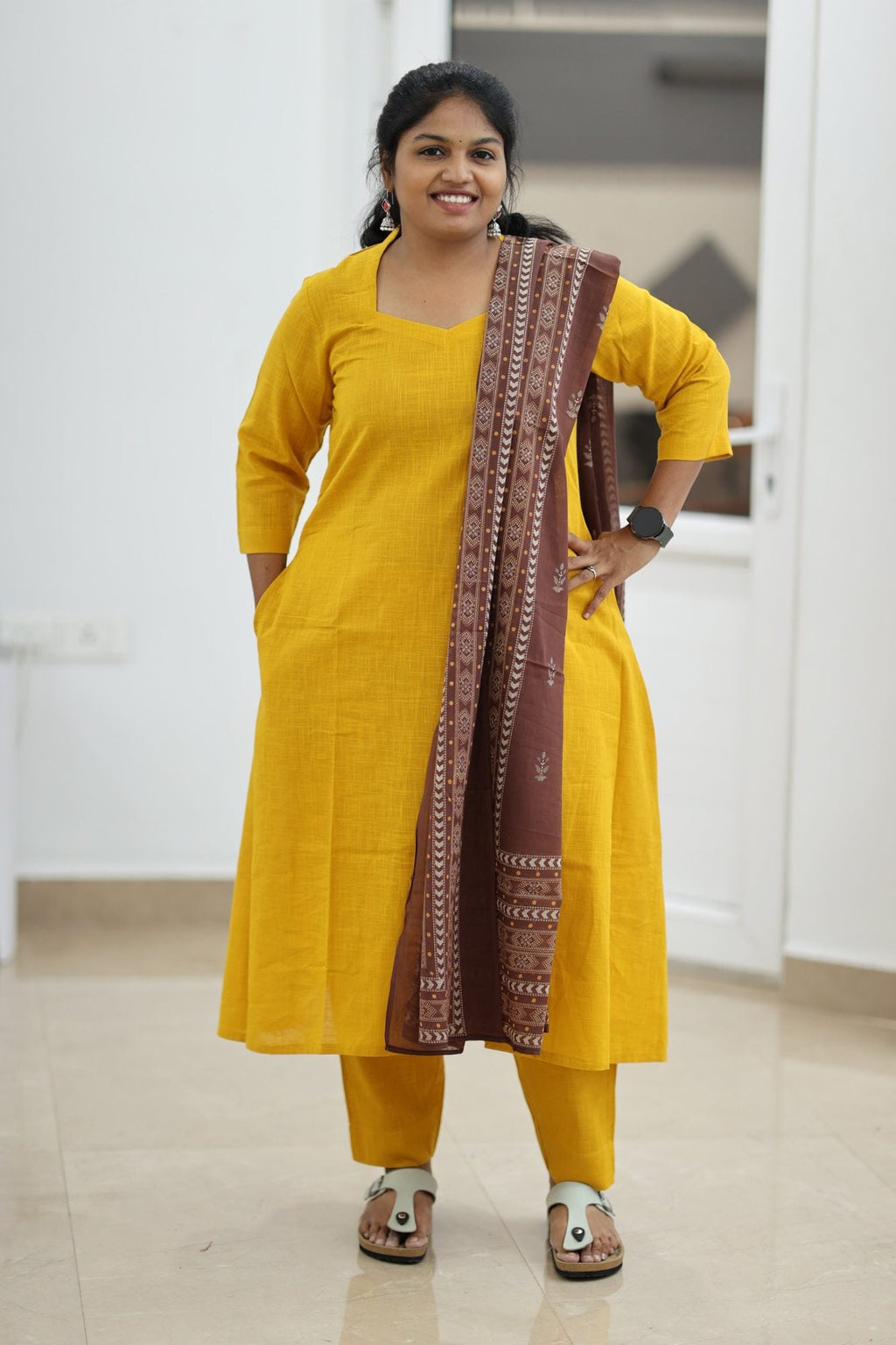 Mango Lassi Chocolate Dupatta 30+ Women Everyday Office Kurta (Top + Bottom + Dupatta) | MAGI0065
