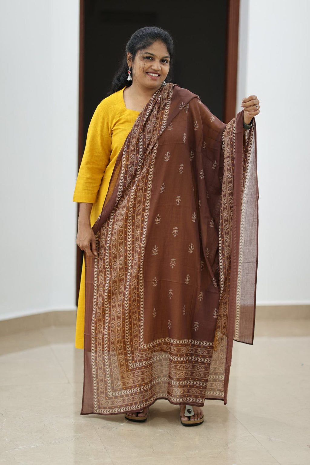 Mango Lassi Chocolate Dupatta 30+ Women Everyday Office Kurta (Top + Bottom + Dupatta) | MAGI0065