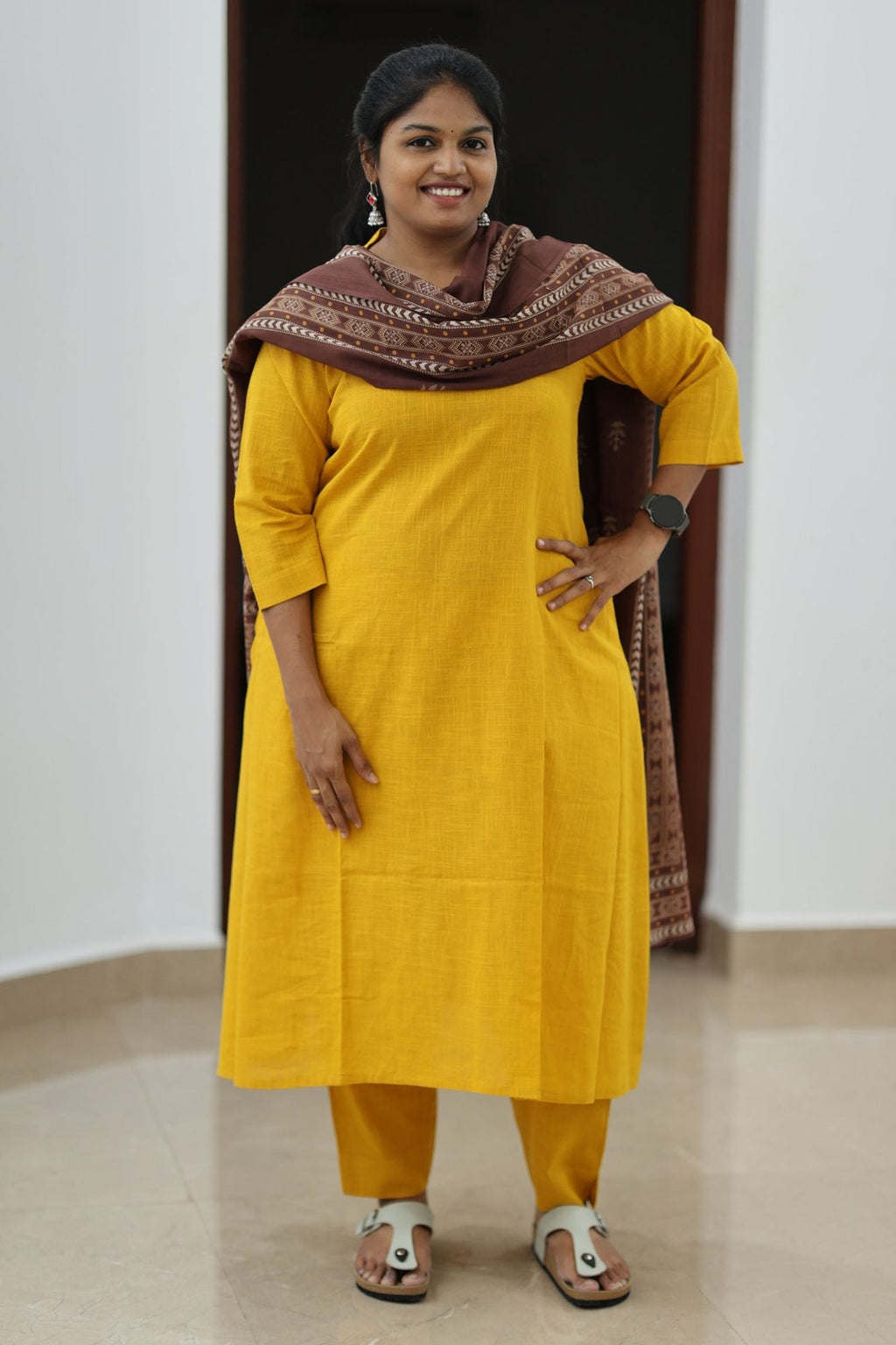 Mango Lassi Chocolate Dupatta 30+ Women Everyday Office Kurta (Top + Bottom + Dupatta) | MAGI0065