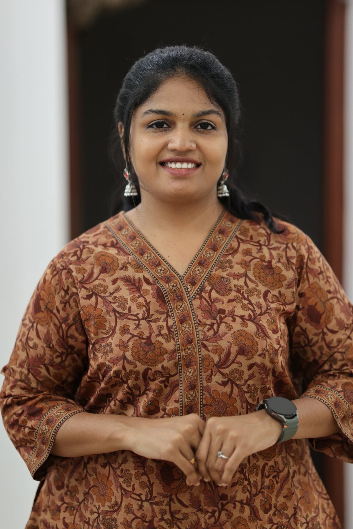 Cinnamon Toffee Kalamkari Floral 30+ Women Everyday Office Kurta (Top + Bottom) | MAGI0066