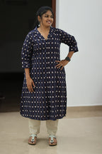 Blueberry Cheesecake Ikat Collar 30+ Women Everyday Office Kurta (Top + Bottom) | MAGI0068