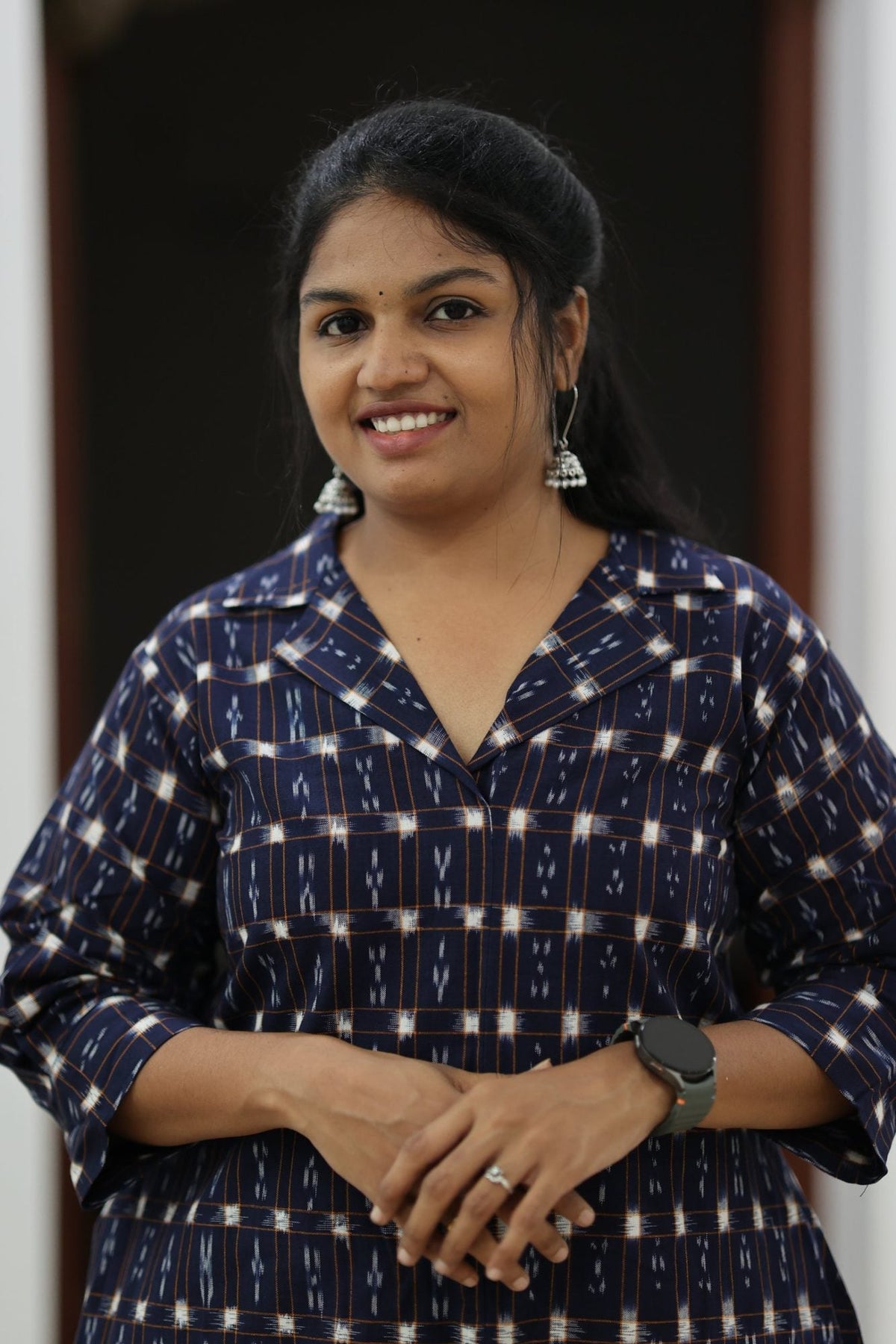 Blueberry Cheesecake Ikat Collar 30+ Women Everyday Office Kurta (Top + Bottom) | MAGI0068