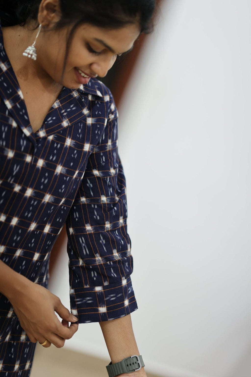 Blueberry Cheesecake Ikat Collar 30+ Women Everyday Office Kurta (Top + Bottom) | MAGI0068