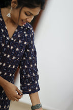 Blueberry Cheesecake Ikat Collar 30+ Women Everyday Office Kurta (Top + Bottom) | MAGI0068