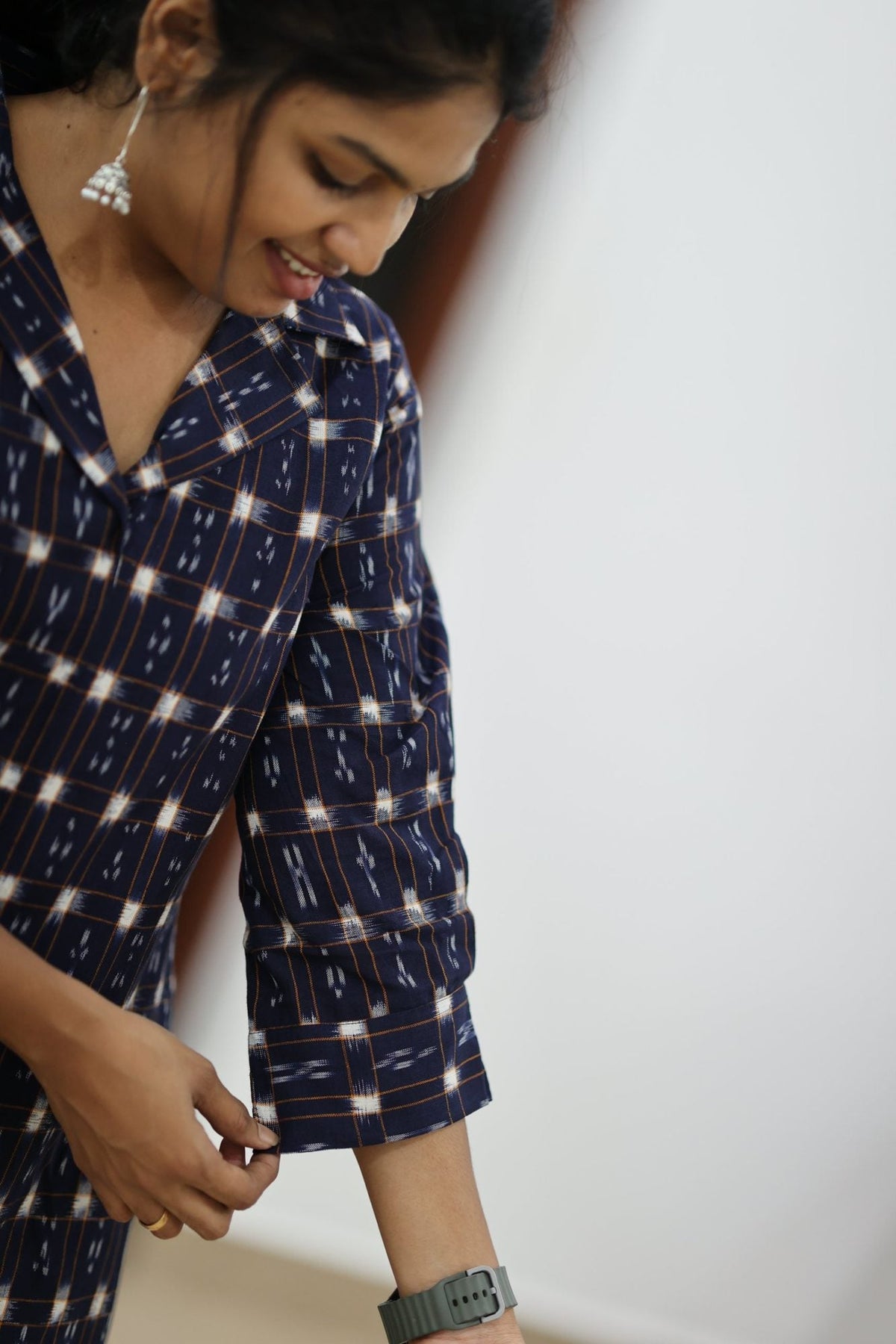 Blueberry Cheesecake Ikat Collar 30+ Women Everyday Office Kurta (Top + Bottom) | MAGI0068
