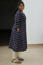 Blueberry Cheesecake Ikat Collar 30+ Women Everyday Office Kurta (Top + Bottom) | MAGI0068