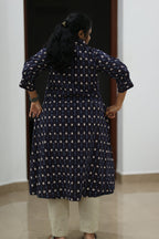 Blueberry Cheesecake Ikat Collar 30+ Women Everyday Office Kurta (Top + Bottom) | MAGI0068