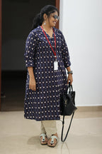 Blueberry Cheesecake Ikat Collar 30+ Women Everyday Office Kurta (Top + Bottom) | MAGI0068